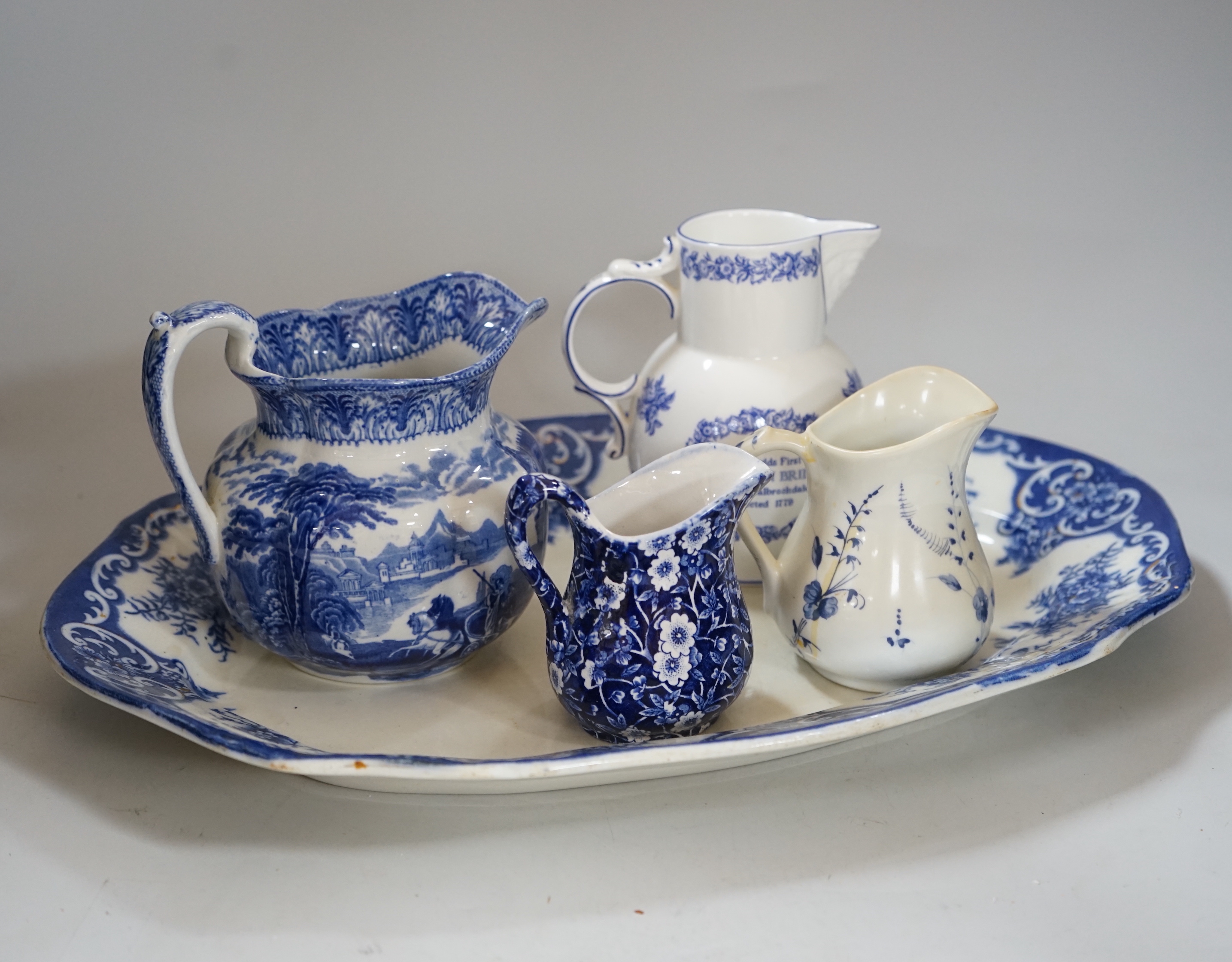 A group of mostly British blue and white pottery including Coalport, Minton, Copenhagen etc